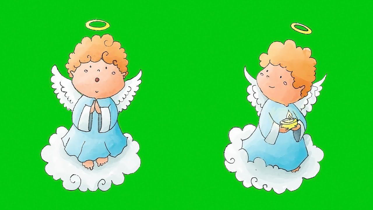 Рождественские ангелочки футаж на зеленом фоне. | Бесплатные футажи для монтажа. смотреть онлайн