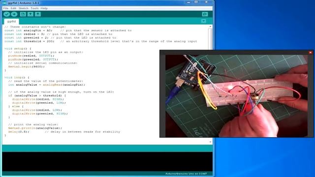 Arduino Getting Started - Switching Led's when a threshold is reached - March 2017 смотреть онлайн
