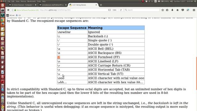 Python using backslash escape sequence смотреть онлайн