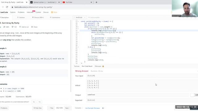 905. Sort Array By Parity - Javascript - Time: O(n) Space: O(1) - Leetcode смотреть онлайн