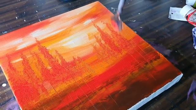 Abstract Landscape Painting Demo / Easy Technique / Acrylics & Fan brush/Daily Art Therapy/Day #015 смотреть онлайн