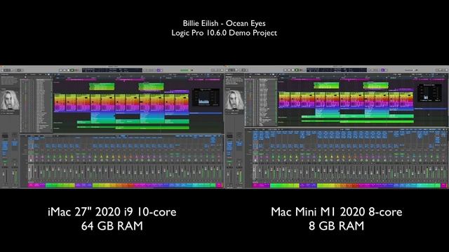 Mac M1 vs Mac Intel Music Production - Logic Pro Billie Eilish Demo Project Comparison смотреть онлайн