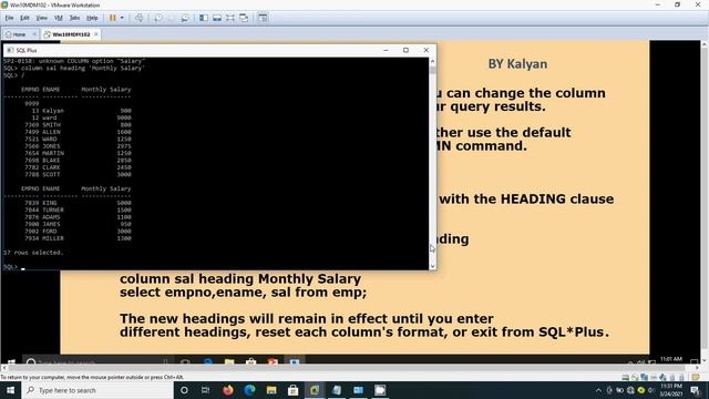 Oracle SQL*PLUS , Understanding Command Syntax,Formatting the SQL reports смотреть онлайн