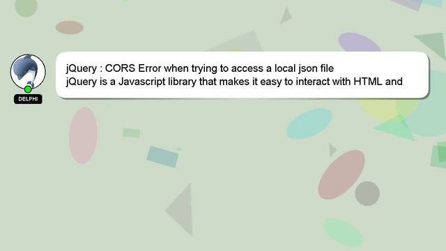 jQuery : CORS Error when trying to access a local json file смотреть онлайн
