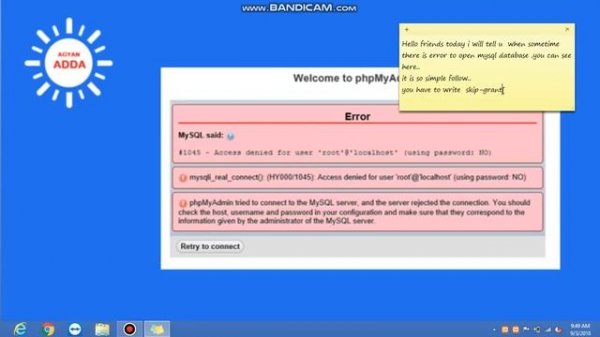 Access denied for user 'root'@'localhost' using password yes