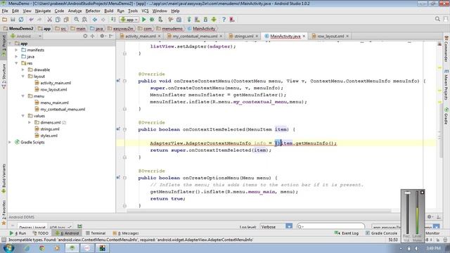 Android Studio Tutorial - 25 - Handling Click Events of Floating Context Menu смотреть онлайн
