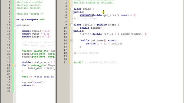 Week 15 C++ class inheritance Shape Circle Rectangle смотреть онлайн