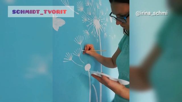 Декорируем стену акрилом. Рисуем на стене. Стильный интерьер. смотреть онлайн