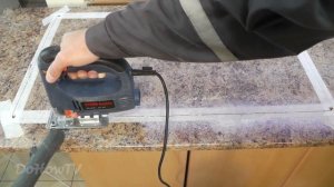 Установка мойки из камня в столешницу, правильный вырез под мойку