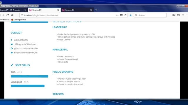 Resume CV WorPress Plugin