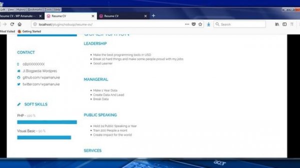Resume CV WorPress Plugin