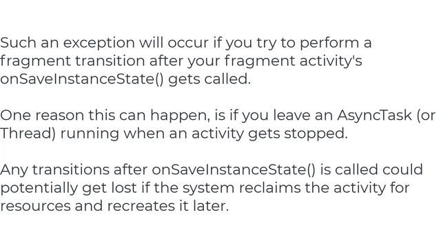 getting exception "IllegalStateException: Can not perform this action after onSaveInstanceState" смотреть онлайн