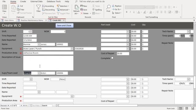 Work Order/Reactive equipment maintenance Microsoft access database смотреть онлайн