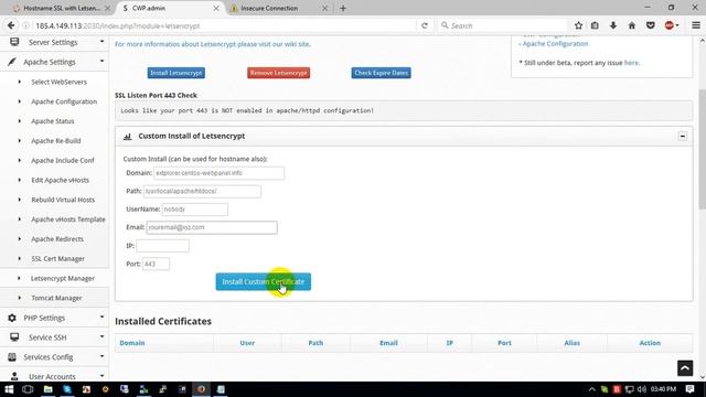 How to install Hostname SSL with Letsencrypt on CentOS-Webpanel смотреть онлайн