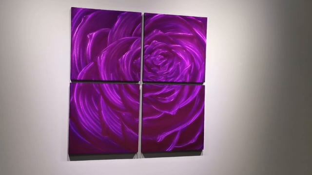 purple romantic rose glossy 3D metal oil painting brush aluminum artwork wall handicraft from China смотреть онлайн