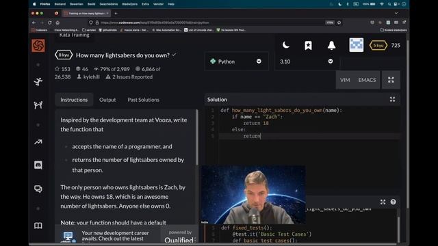 Codewars (Python?) | How many lightsabers do you own? | kyu8 смотреть онлайн