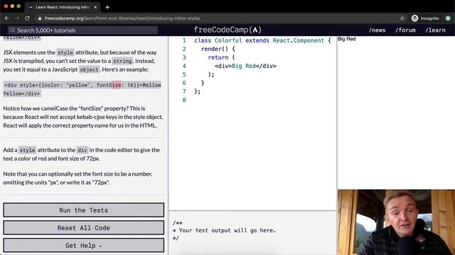 Introducing Inline Styles - React - Free Code Camp смотреть онлайн