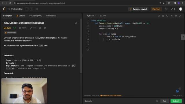 How to solve Leetcode medium problem 128 - Longest consecutive sequence | Arrays | Set | DSA Python смотреть онлайн