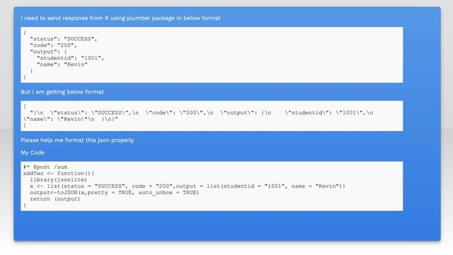 How to send json response using plumber R смотреть онлайн