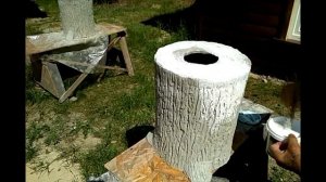 Пенёк из цемента своими руками.DIY Cement stump.Горшок для цветов из бетона своими руками.