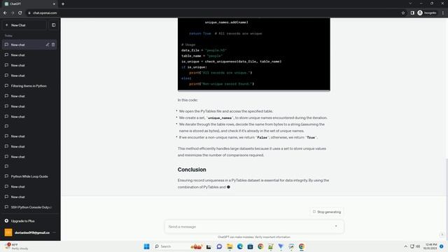 Efficient way to verify that records are unique in Python PyTables смотреть онлайн