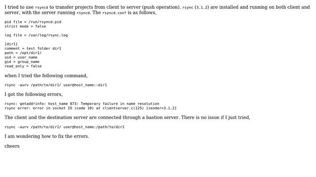 DevOps & SysAdmins: rsync temporary failure in name resolution when tried to use rsyncd смотреть онлайн