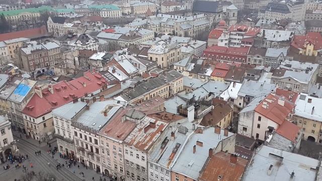 Львов, вид на город с Ратуши. смотреть онлайн