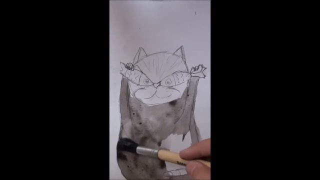 как нарисовать кота акварелью № 2 / скетч/ art make смотреть онлайн