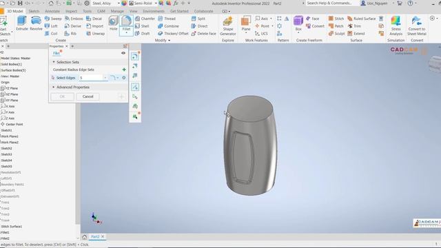 Inventor 2022 Tutorial #233 | How to Surface Design Bottle смотреть онлайн