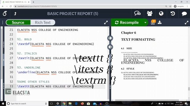 Text Formatting in LaTeX | Tips & Tricks to Crack LaTeX | ELACSTA | Part 7 | Malayalam смотреть онлайн