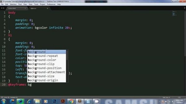 Changing background color - html css tutorial