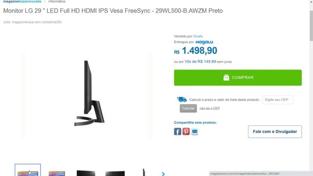 Monitor LG 29 " LED Full HD HDMI IPS Vesa FreeSync - 29WL500-B.AWZM Preto - MELHOR PREÇO ☀️? смотреть онлайн