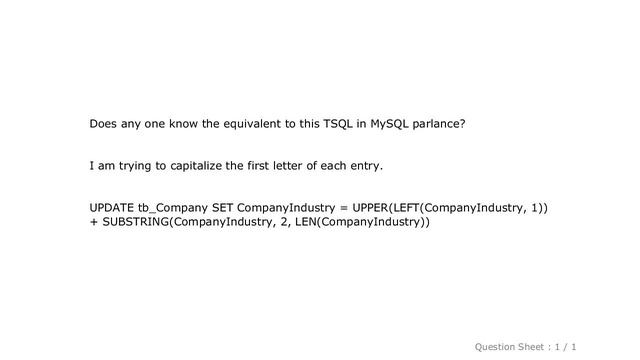 MySQL : Capitalize first letter. MySQL смотреть онлайн