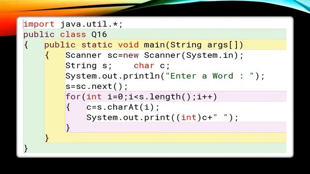 Program to print ASCII values of characters present in a word смотреть онлайн