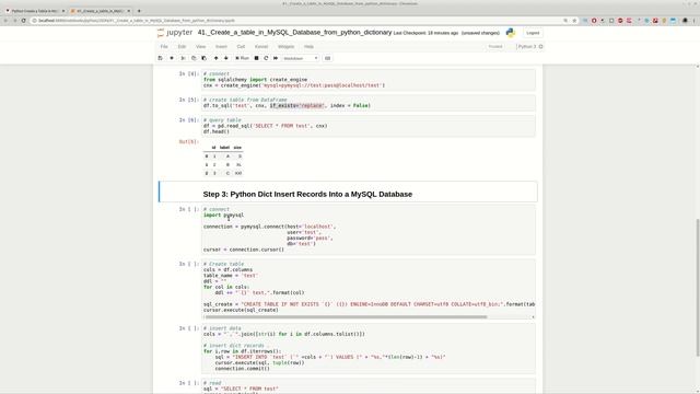 Python Create a Table in MySQL from Dictionary смотреть онлайн