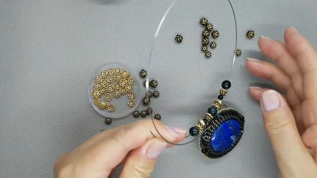 Чокер с кулоном из Лазурита. Handmade. Lapis Lazuli Necklace смотреть онлайн