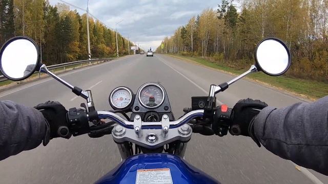 Осень, мотоцикл, дорога, Suzuki Sv650