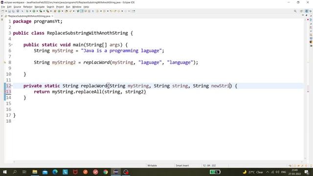 Replace the Substring with another string using built-in method In Jvaa смотреть онлайн