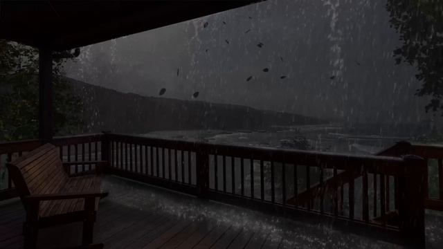 Rainstorm Outside the Porch - Feel the Big Stormy on the Mountain that Helps You Fall Asleep смотреть онлайн