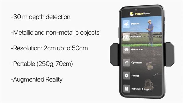 GoldenEye Plus - 3D Gold Treasure Metal Detector Machine / Augmented Reality Ground Scan Mode