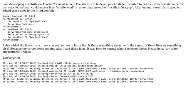 Apache 2.2 server stopped after adding code for virtual domain name (2 Solutions!!) смотреть онлайн