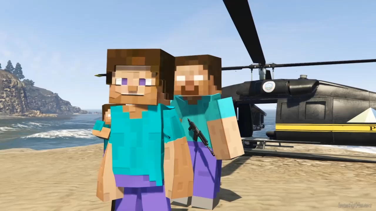 ОСТРОВ ХЕРОБРИНА И БАНДА СТИВОВ ИЗ МАЙНКРАФТ! MINECRAFT В GTA 5 ОБЗОР МОДОВ GTA ONLINE ГТА 5 МОДЫ смотреть онлайн