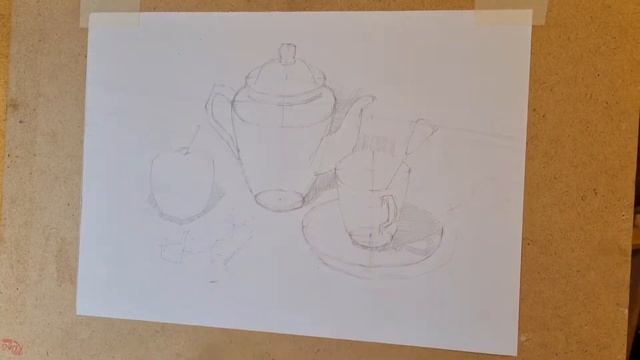 Учебный натюрморт карандашами. смотреть онлайн