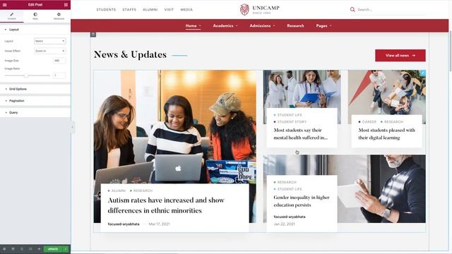 UniCamp - a WordPress theme for uiversity, school & collage. смотреть онлайн