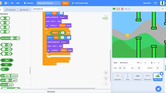 How to add a Start Screen Flappy Bird Game In Scratch | Scratch Tutorial! смотреть онлайн