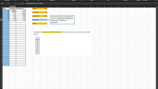 Chapter 2 Sample Standard Deviation from List Using Excel смотреть онлайн