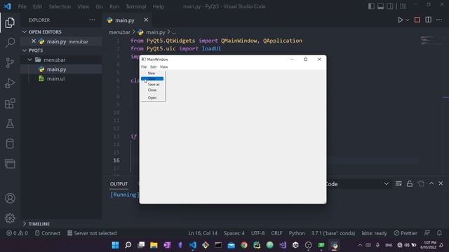 PyQt5 QMenuBar: Create and use a Menu Bar with PyQt5 and Qt Designer [QMenuBar, QMenu, QAction] смотреть онлайн