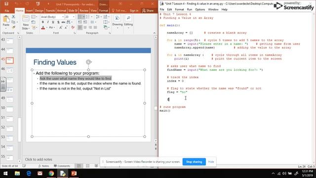 CS in Python - Unit 7 Video 4A - Finding a Value in an Array смотреть онлайн