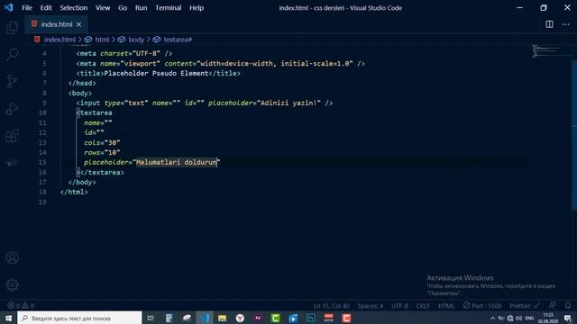 CSS Dərsləri | Pseudo Class ::placeholder смотреть онлайн