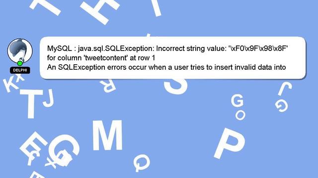 MySQL : java.sql.SQLException: Incorrect string value: '\xF0\x9F\x98\x8F' for column 'tweetcontent' смотреть онлайн